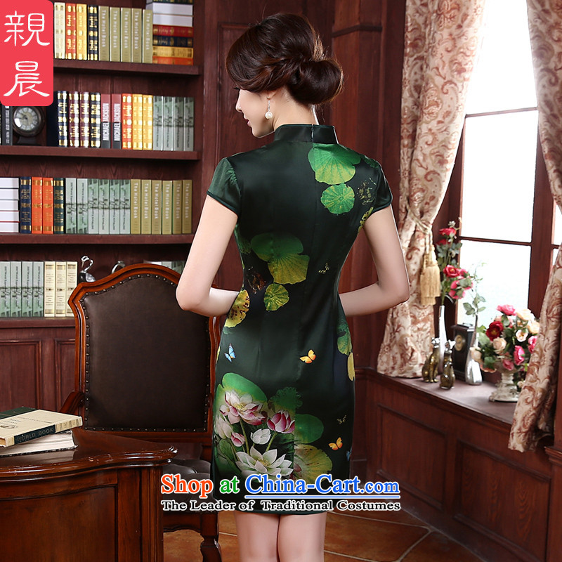 The new 2015 pro-morning daily and the relatively short time, the improvement of nostalgia for the high standard of silk Sau San sauna Silk Cheongsam Dress Short, M, PRO-AM , , , shopping on the Internet