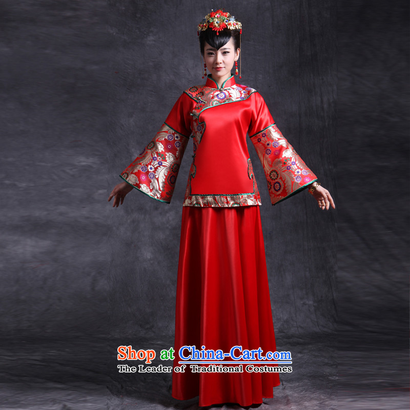 Sau Wo Saga Soo Wo Service retro Chinese Wedding dress-hi-bride dress Tang Dynasty Show kimono gown clothes set of marriage bows + model with head ornaments?of the XS