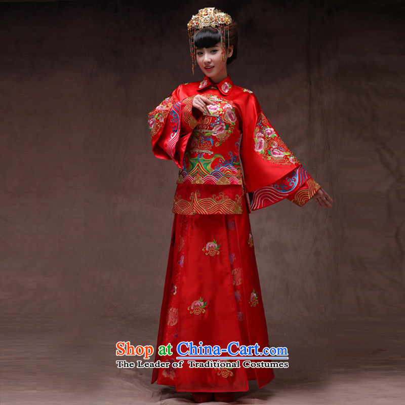 Sau Wo Saga Soo Wo Service retro-soo Wo Service brides Chinese wedding dress uniform red dragon qipao bows should start with the spring and summer wedding dress clothes, a model with + Head Ornaments , Sau Wo XS family shopping on the Internet has been pr