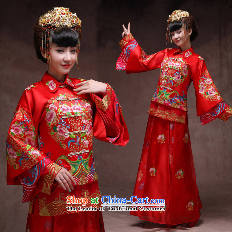 Sau Wo Saga Soo Wo Service retro-soo Wo Service brides Chinese wedding dress uniform red dragon qipao bows should start with the spring and summer wedding dress clothes, a model with + Head Ornaments , Sau Wo XS family shopping on the Internet has been pr
