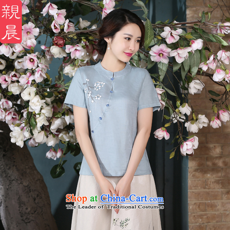 At 2015 new pro-summer daily improvements qipao hand-painted with Han-tang female Chinese national Wind Jacket coat +P0011 cotton linen dress XL, pro-am , , , shopping on the Internet