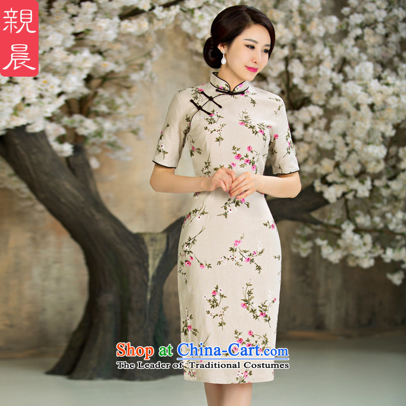 At 2015 new pro-improved Stylish retro fitted the summer and fall of Qipao Ms. daily short of cotton linen dresses, pro-am 2XL, short shopping on the Internet has been pressed.