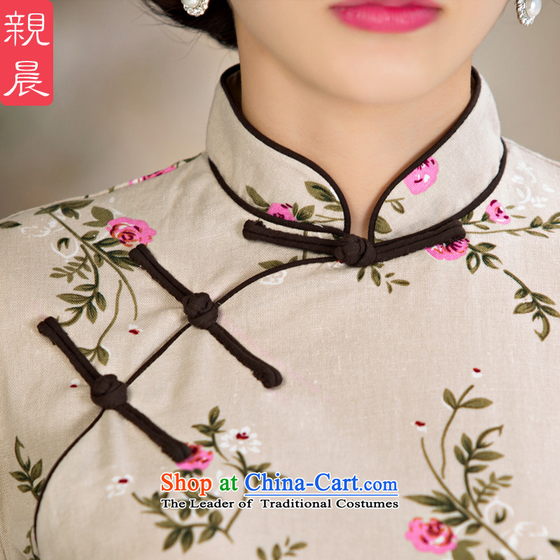 At 2015 new pro-improved Stylish retro fitted the summer and fall of Qipao Ms. daily short of cotton linen dresses, pro-am 2XL, short shopping on the Internet has been pressed.