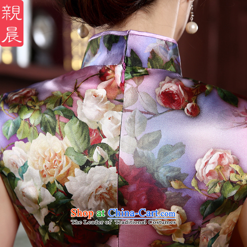At 2015 new pro-quality silk summer and fall short of the daily sauna Silk Cheongsam Dress Short of stylish 2XL, improved pro-am , , , shopping on the Internet