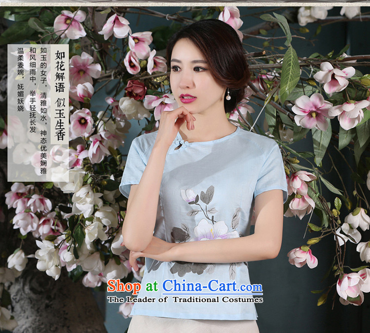 The new 2015 pro-am summer daily improved stylish short skirts retro cotton linen short-sleeved T-shirt qipao literary women clothes +P0011 skirt L picture, prices, brand platters! The elections are supplied in the national character of distribution, so action, buy now enjoy more preferential! As soon as possible.
