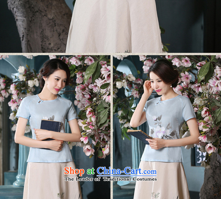The new 2015 pro-am summer daily improved stylish short skirts retro cotton linen short-sleeved T-shirt qipao literary women clothes +P0011 skirt L picture, prices, brand platters! The elections are supplied in the national character of distribution, so action, buy now enjoy more preferential! As soon as possible.