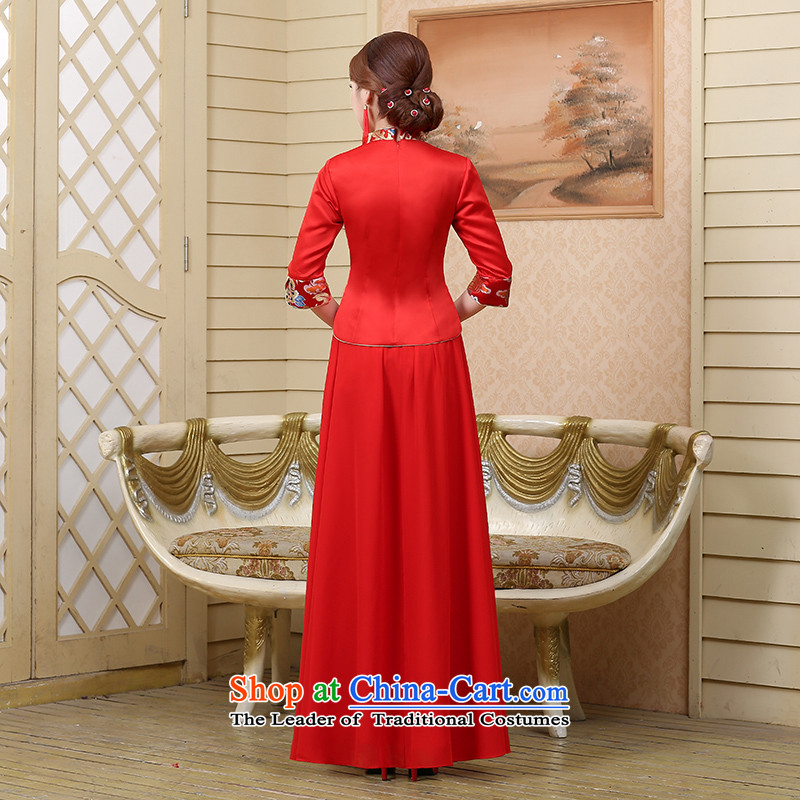 The bride bows Services Mr Ronald II Kit 2015 new wedding dress cheongsam long Dragon Chinese use improved retro qipao Q007 RED , L, 7 color 7 Tone , , , shopping on the Internet