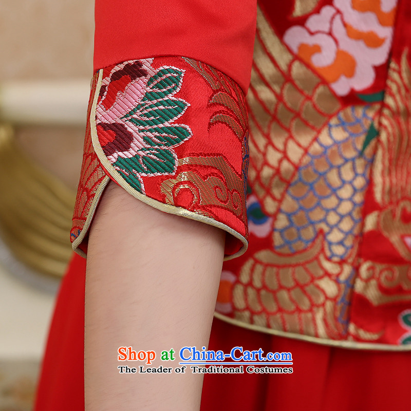 The bride bows Services Mr Ronald II Kit 2015 new wedding dress cheongsam long Dragon Chinese use improved retro qipao Q007 RED , L, 7 color 7 Tone , , , shopping on the Internet