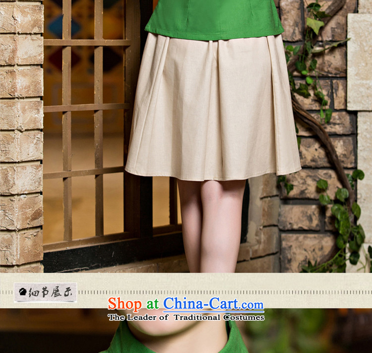 The new 2015 pro-morning short-sleeved T-shirt female summer qipao daily improved stylish Chinese cotton linen cheongsam dress shirt + M white short skirt S picture, prices, brand platters! The elections are supplied in the national character of distribution, so action, buy now enjoy more preferential! As soon as possible.