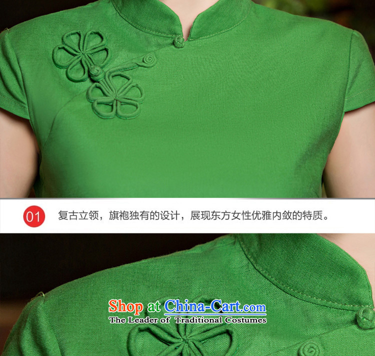 The new 2015 pro-morning short-sleeved T-shirt female summer qipao daily improved stylish Chinese cotton linen cheongsam dress shirt + M white short skirt S picture, prices, brand platters! The elections are supplied in the national character of distribution, so action, buy now enjoy more preferential! As soon as possible.