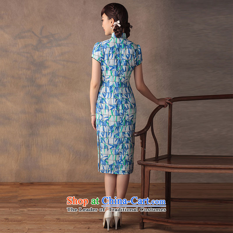 A Pinwheel Without Wind dream bamboo 2015 Yat qipao new summer retro improved zhuyeshan stamp qipao Sau San dresses blue , Yat Lady , , , shopping on the Internet