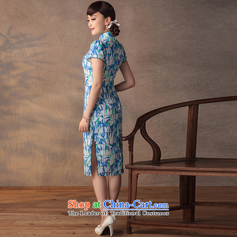 A Pinwheel Without Wind dream bamboo 2015 Yat qipao new summer retro improved zhuyeshan stamp qipao Sau San dresses blue , Yat Lady , , , shopping on the Internet