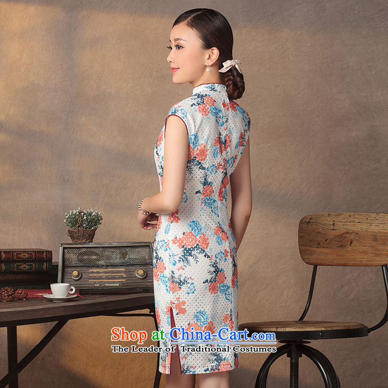 A Pinwheel Without Wind joy 2015 Yat qipao new summer retro lace cheongsam dress improved stylish stamp short of Sau San white 2XL, Yat Lady , , , shopping on the Internet