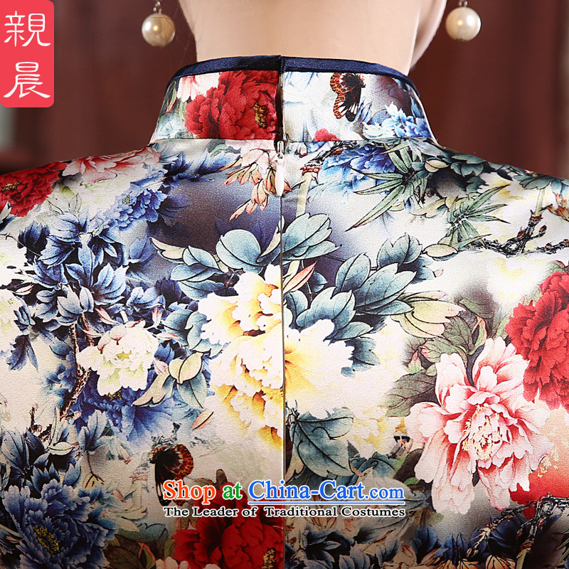 The new 2015 pro-morning daily fashion improved long silk retro upscale herbs extract Sau San cheongsam dress long M, PRO-AM , , , shopping on the Internet