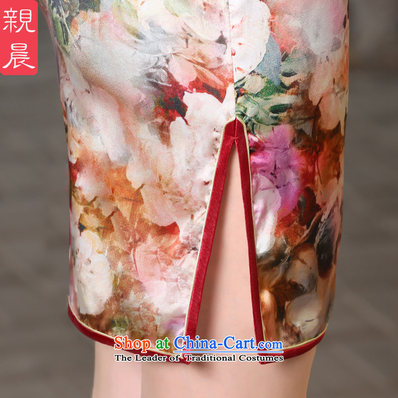 The pro-am New Silk Cheongsam dress 2015 Summer improved daily female qipao stylish, short skirt herbs extract short of pro-morning.... 2XL, shopping on the Internet