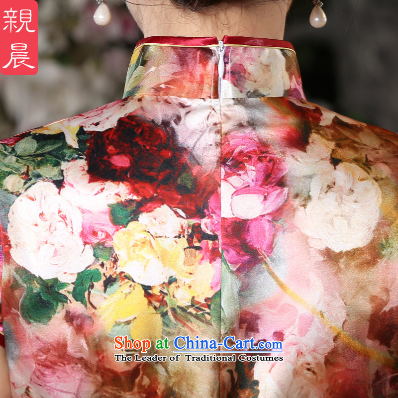 The pro-am New Silk Cheongsam dress 2015 Summer improved daily female qipao stylish, short skirt herbs extract short of pro-morning.... 2XL, shopping on the Internet