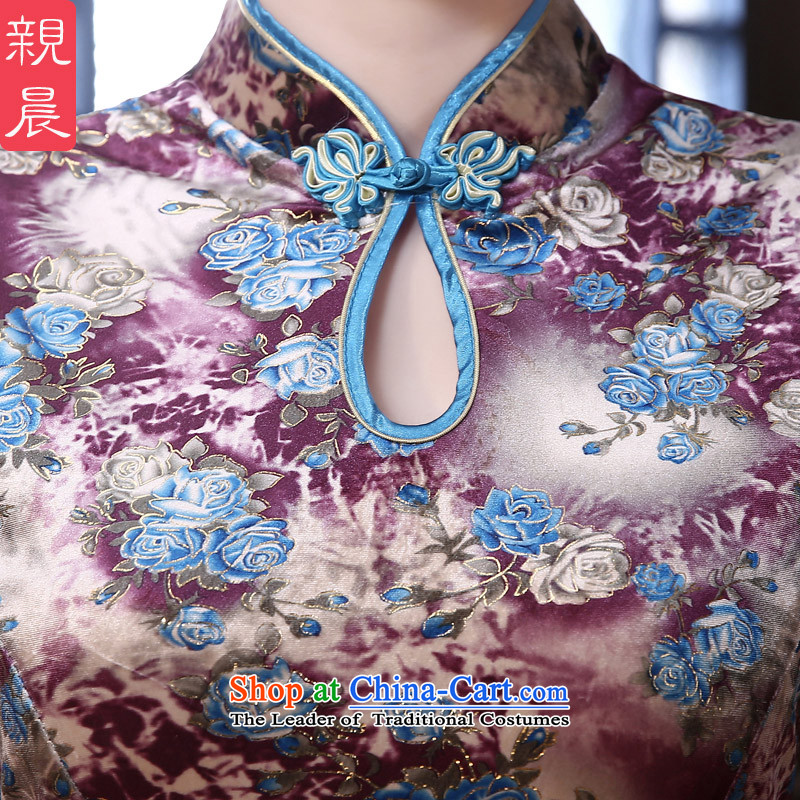 The wedding-dress wedding upscale Kim scouring pads cheongsam dress long mother load new summer and fall of 2015, the long -XL, morning shopping on the Internet has been pressed.