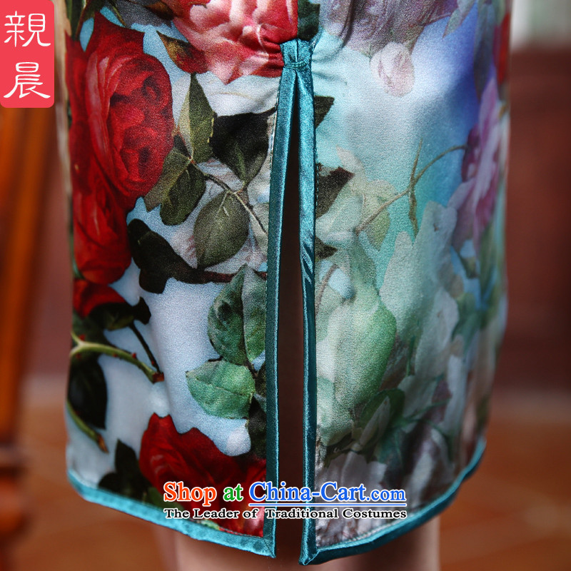 The pro-am 2015 Spring Summer daily upscale silk improved stylish Ms. herbs extract cheongsam dress short skirt) S pro-am , , , shopping on the Internet