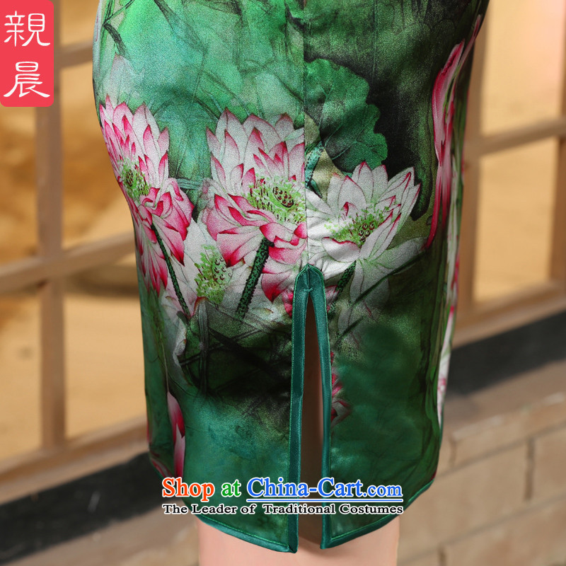 The pro-am New Silk Cheongsam dress 2015 Summer improved daily herbs extract short Fashionable dresses, short of female M, PRO-AM , , , shopping on the Internet