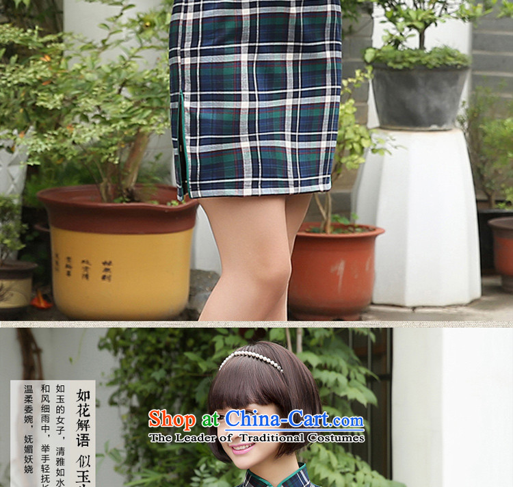 At 2015 new pro-chiu summer traditional feel daily short Grid) cuff improved Sau San cheongsam dress short, 2XL Photo, prices, brand platters! The elections are supplied in the national character of distribution, so action, buy now enjoy more preferential! As soon as possible.