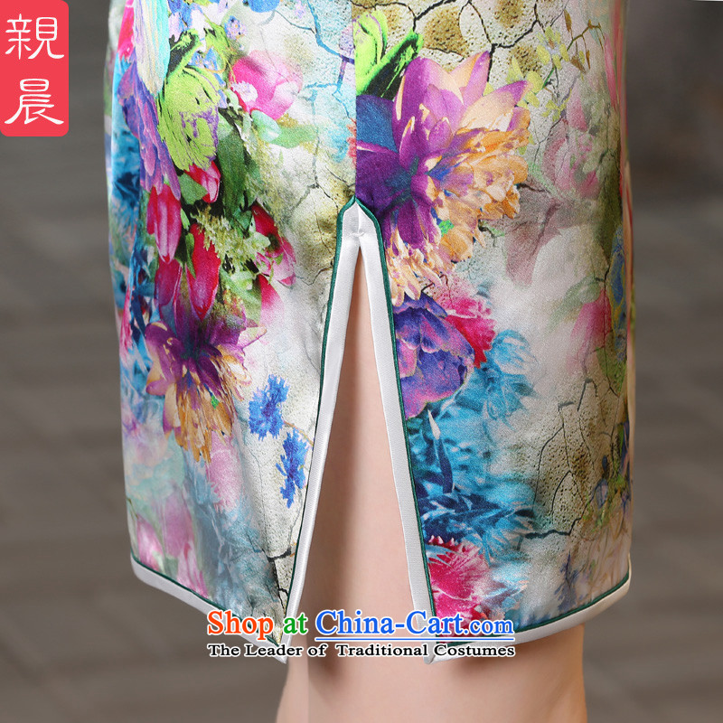 The pro-am New Silk Cheongsam dress 2015 Summer improved daily herbs extract qipao stylish short of Female dress suit 2XL, pro-am , , , shopping on the Internet