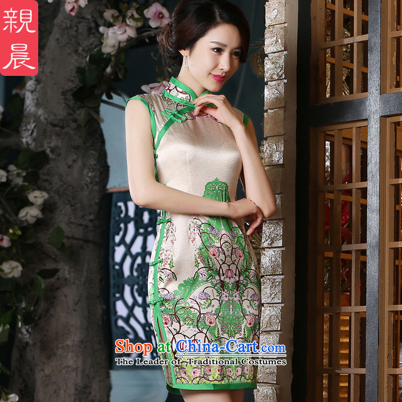 The pro-am daily new 2015 Sau San silk herbs extract retro sleeveless short, improved stylish cheongsam dress short of pro-morning.... 2XL, shopping on the Internet