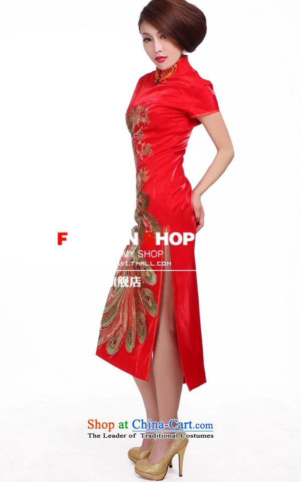 Wedding dress Kyrgyz-american married arts New Package 2015 Chinese long qipao shoulder QP341 bride qipao gown RED M picture, prices, brand platters! The elections are supplied in the national character of distribution, so action, buy now enjoy more preferential! As soon as possible.