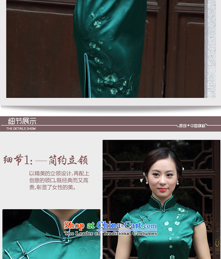The Wu female red 2015 Summer heavyweight double silk hand embroidery cheongsam Sau San retro for short high-end evening dresses Army Green M picture, prices, brand platters! The elections are supplied in the national character of distribution, so action, buy now enjoy more preferential! As soon as possible.