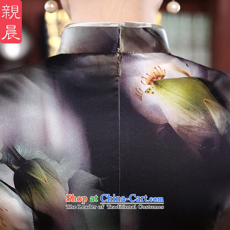 At 2015 new pro-summer retro upscale silk long improved stylish heavyweight herbs extract cheongsam dress long XL, pro-am , , , shopping on the Internet