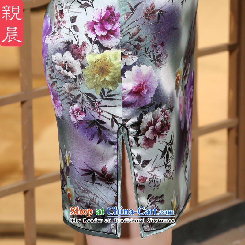 The pro-am new upscale sauna Silk Cheongsam everyday dress 2015 Summer improved stylish silk dresses, short short of female pro-XL, morning shopping on the Internet has been pressed.