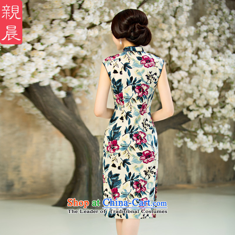 At 2015 new parent cheongsam dress Ms. daily improved Stylish retro short of summer short-sleeved cheongsam dress short of pro-morning.... 2XL, shopping on the Internet