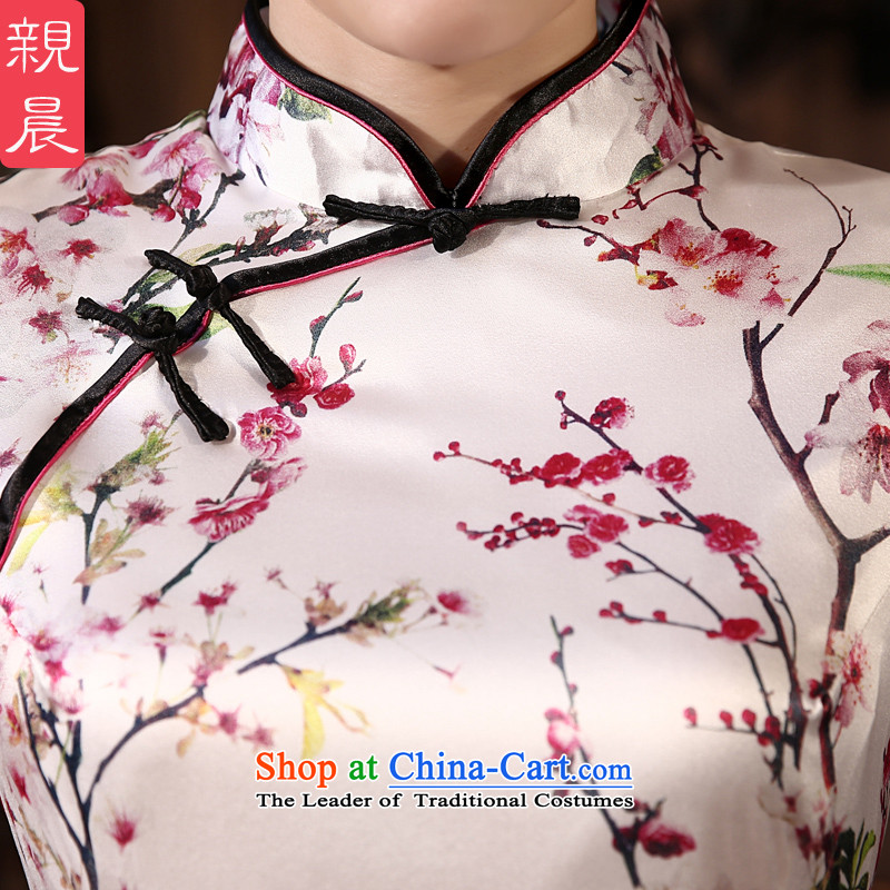 The pro-am Silk Cheongsam 2015 Spring/Summer herbs extract new upscale short of retro style daily short Sau San improvement of pro-morning.... 2XL, shopping on the Internet