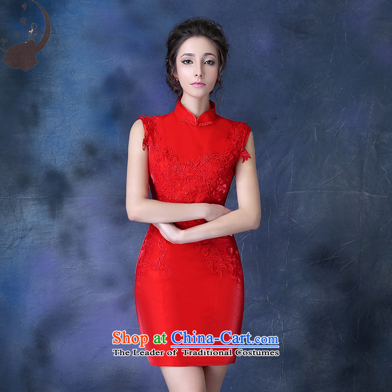 2015 new bride dress marriage Chinese bows service stylish improved qipao back to door onto the skirt autumn and winter 8710 Red tailored
