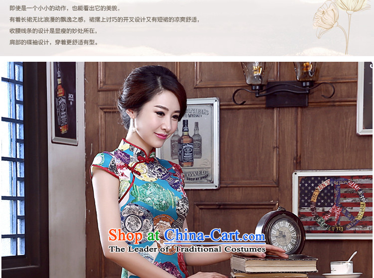 The pro-am Silk Cheongsam 2015 new spring and summer daily and the relatively short time, improved short-sleeved upscale sauna silk dresses short, pictures, prices, 3XL brand platters! The elections are supplied in the national character of distribution, so action, buy now enjoy more preferential! As soon as possible.