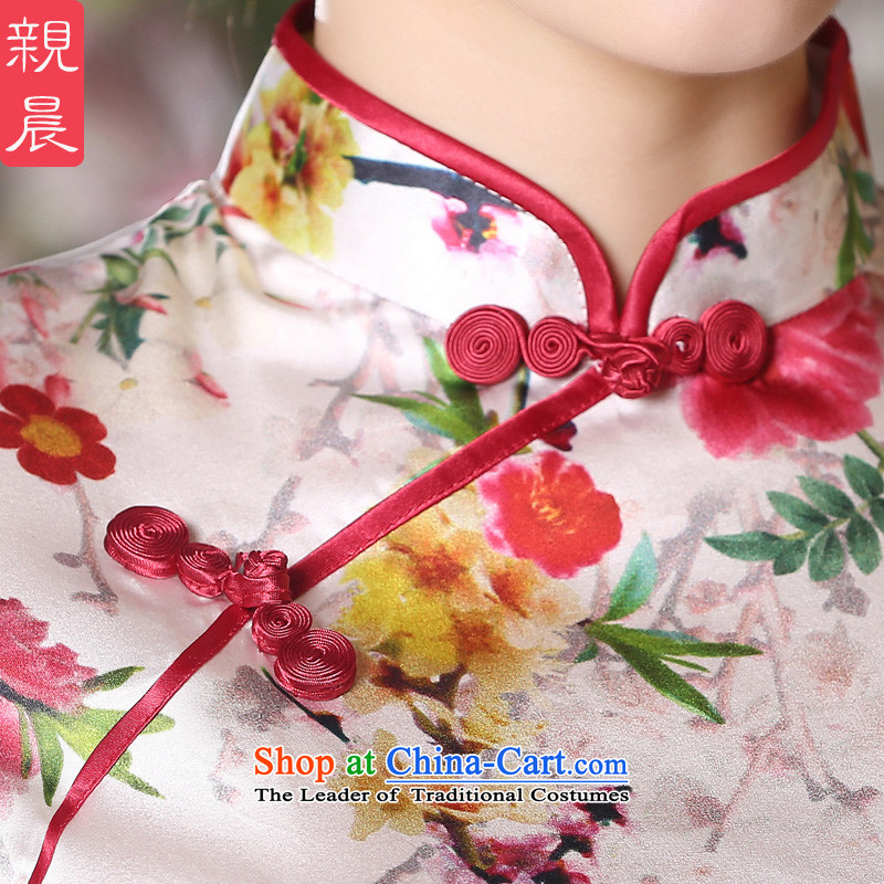The pro-am Silk Cheongsam 2015 Summer herbs extract retro improvement in women's daily stylish new short, short skirt, M, PRO-AM , , , shopping on the Internet