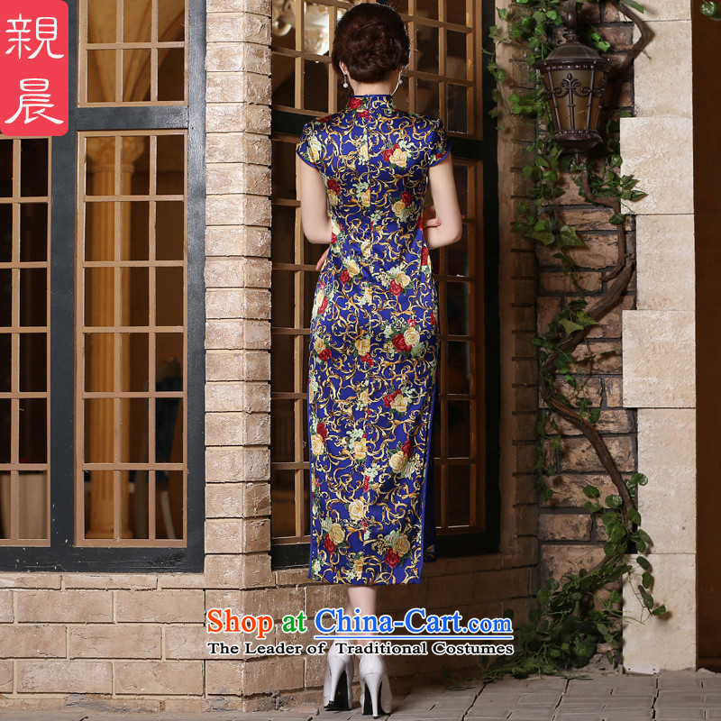 The pro-am daily new 2015 Summer improved stylish long short-sleeved herbs extract heavyweight silk cheongsam dress long S pro-am , , , shopping on the Internet