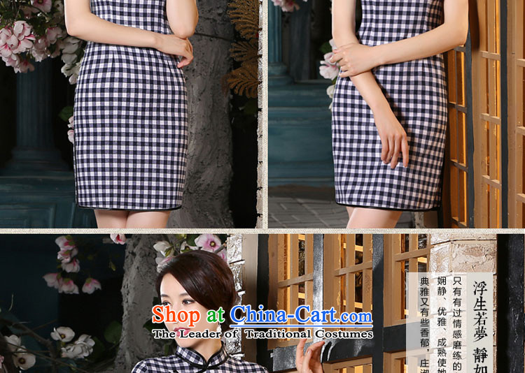 The pro-am new cotton linen cheongsam dress short summer 2015) Republic of Korea wind daily improved stylish cheongsam dress female blue on white - short, 2XL Photo, prices, brand platters! The elections are supplied in the national character of distribution, so action, buy now enjoy more preferential! As soon as possible.