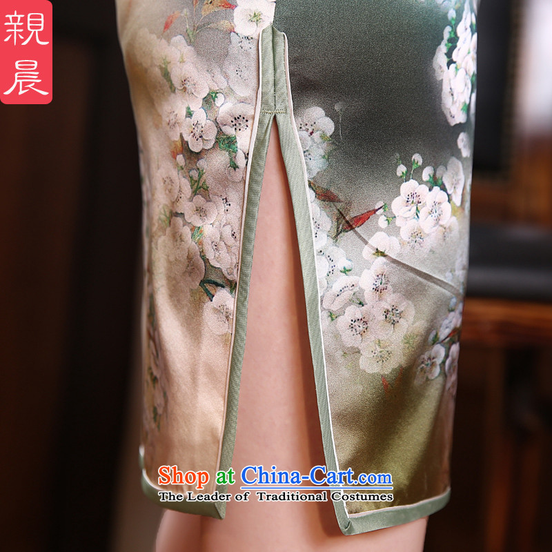 The pro-am Silk Cheongsam new spring and summer 2015 Daily Stylish retro upscale heavy improved sauna silk dresses short, M, PRO-AM , , , shopping on the Internet