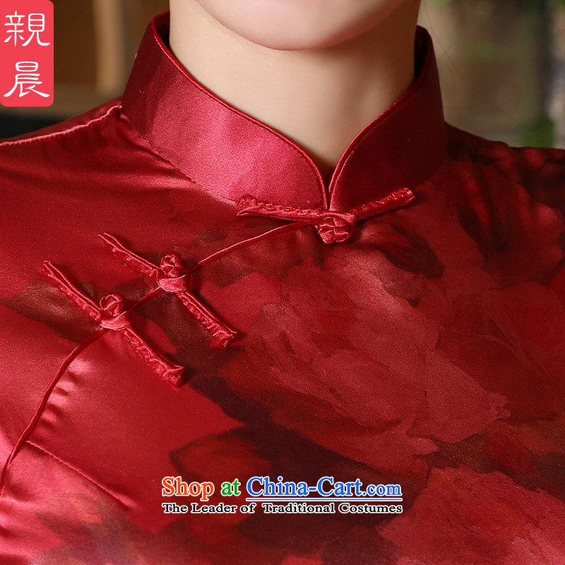 At 2015 new pro-summer daily short, short-sleeved improved stylish girl silk cheongsam dress upscale dresses, M, PRO-AM short shopping on the Internet has been pressed.