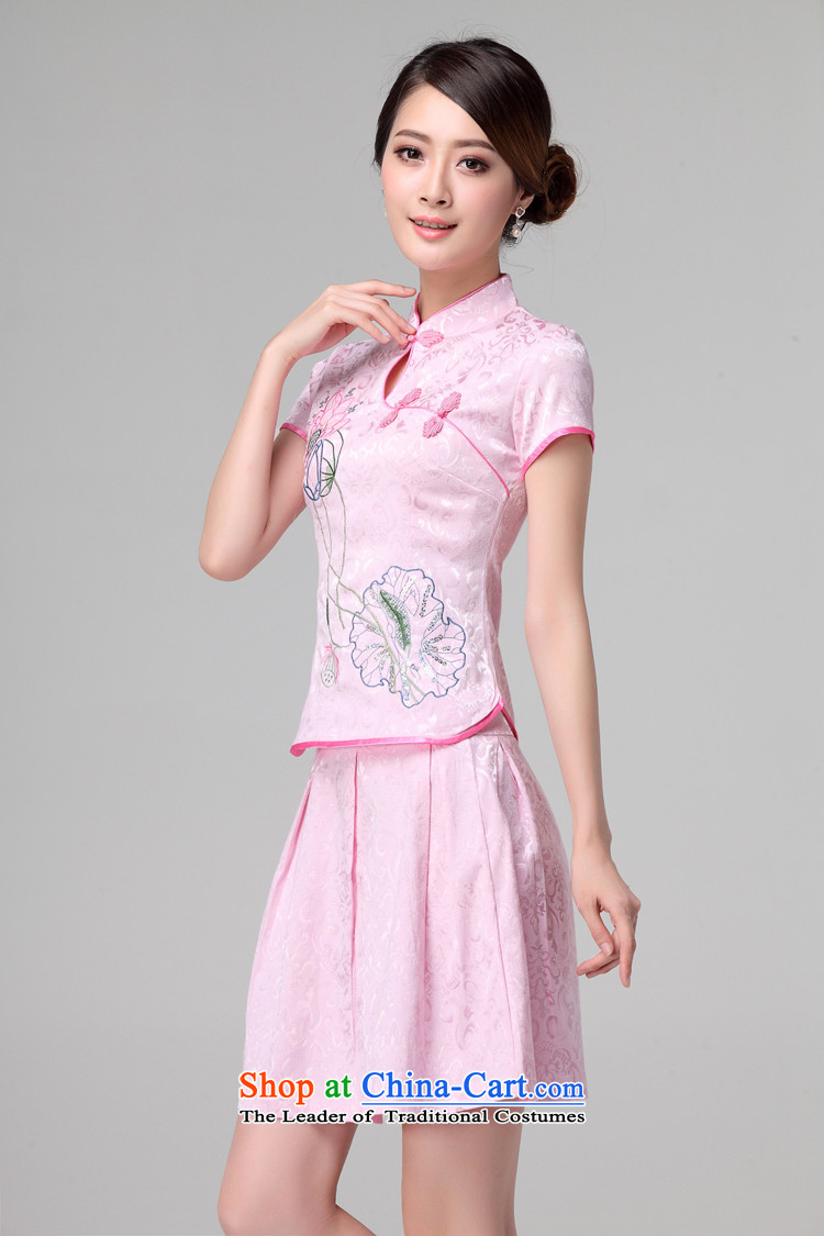 The five senses new cheongsam dress figure improved daily two kits are retro qipao Tang decorated dresses dress in white lotus skirt cuff L picture, prices, brand platters! The elections are supplied in the national character of distribution, so action, buy now enjoy more preferential! As soon as possible.