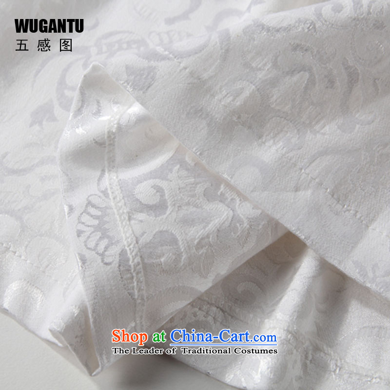 The five senses new cheongsam dress figure improved daily two kits are retro qipao Tang decorated dresses dress in white lotus skirt cuff , L, five-sense figure (WUGANTU) , , , shopping on the Internet