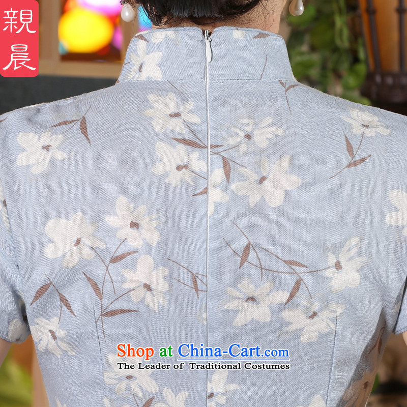The pro-am new cotton linen cheongsam dress short of 2015 Summer improved Stylish retro Ms. daily cheongsam dress short) S, pro-am , , , shopping on the Internet