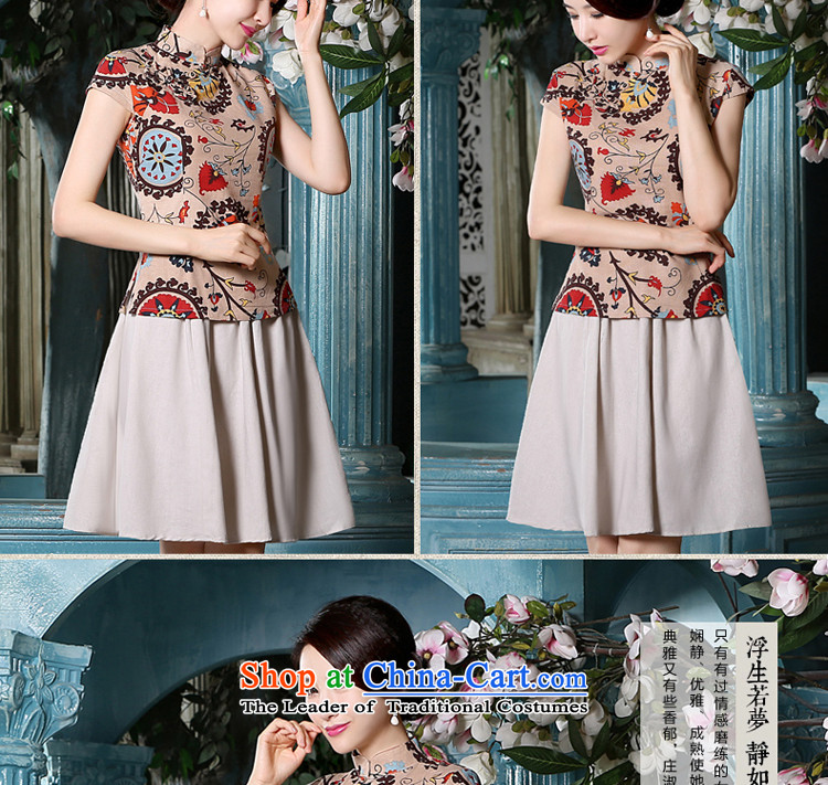 The pro-am Xia cotton linen dresses quarter new linen traditional Chinese ethnic dresses daily improved qipao shirt + T-shirt, beige short skirt S picture, prices, brand platters! The elections are supplied in the national character of distribution, so action, buy now enjoy more preferential! As soon as possible.