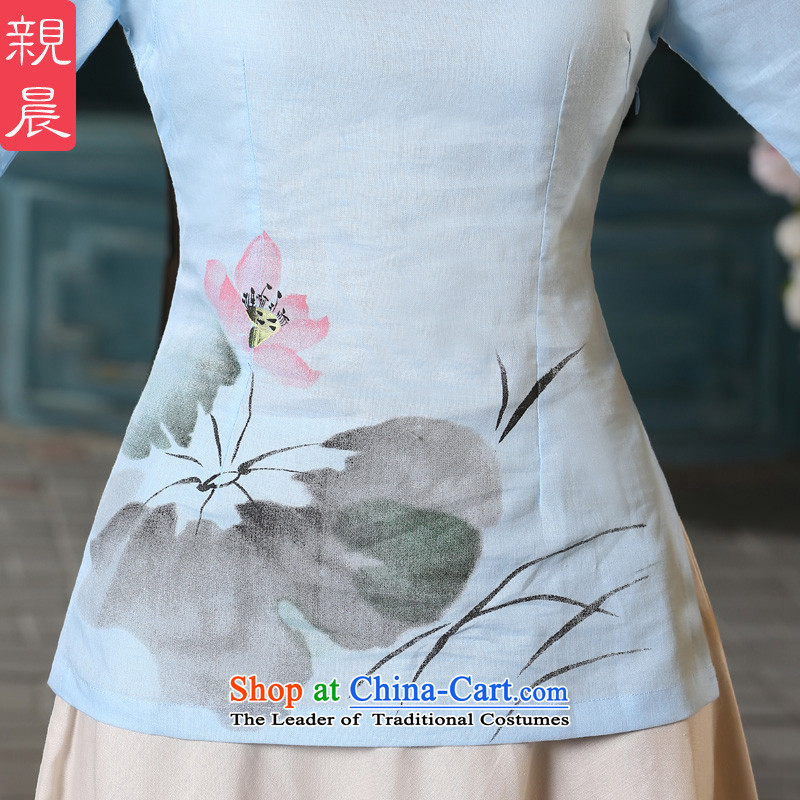 The pro-am cotton linen clothes 2015 new clothes in the autumn and winter female linen cuff retro ethnic cheongsam dress shirt , M, PRO-AM , , , shopping on the Internet