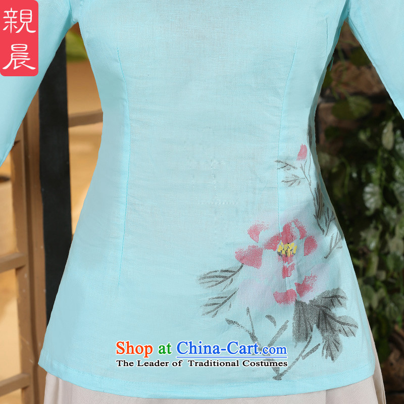 The pro-am cotton linen dresses shirt Fall/Winter Collections new improved daily short of 2015 linen cheongsam dress in kit sleeved shirt +P0011 skirts XL, pro-am , , , shopping on the Internet
