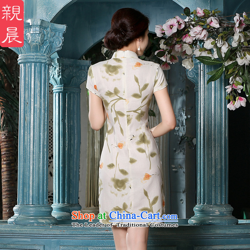 The pro-am new cotton linen cheongsam dress short of 2015 Summer retro style qipao daily Ms. improved dresses, pro-am 2XL, short shopping on the Internet has been pressed.