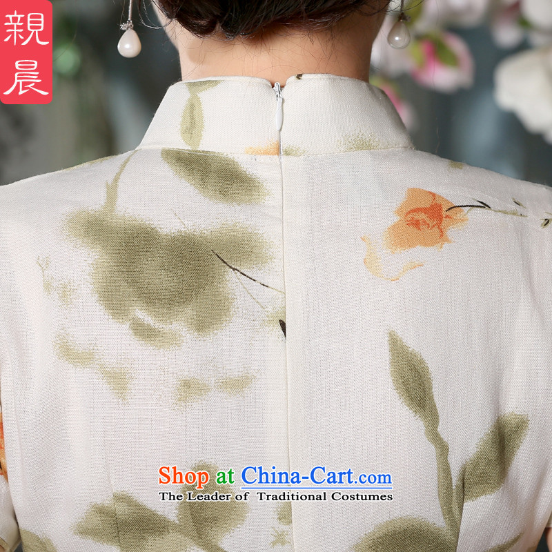 The pro-am new cotton linen cheongsam dress short of 2015 Summer retro style qipao daily Ms. improved dresses, pro-am 2XL, short shopping on the Internet has been pressed.