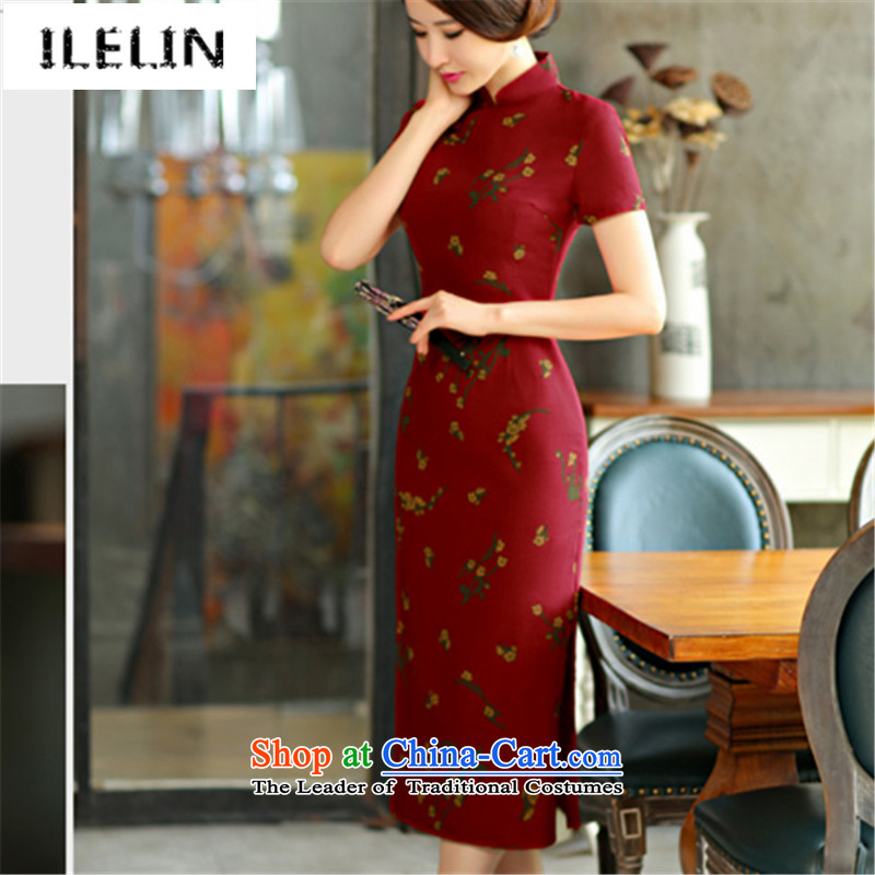 Mr Ronald, Retro improvements ILELIN2015 cotton linen national wind in Long of the forklift truck qipao Linen Dress qipao arts of the Republic of Korea Air-dress if blue S,ILELIN,,, shopping on the Internet