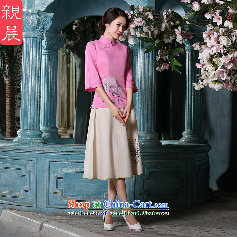 The pro-am new cotton linen clothes 2015 autumn and winter cheongsam with Tang Dynasty Chinese improved stylish everyday Dress Shirt +P0011 skirt S pro-am , , , shopping on the Internet