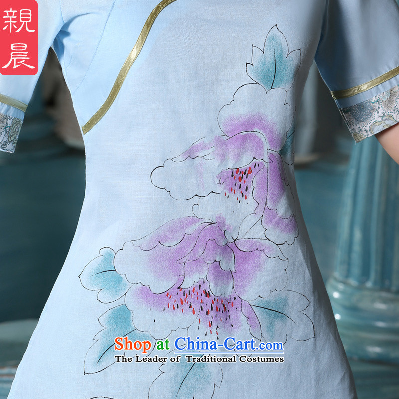 The pro-am qipao new 2015 Fall/Winter Collections of nostalgia for the improvement of the day-to-day cotton linen flax in ethnic long shirts +P0011 T-shirt , pro-morning.... skirts shopping on the Internet